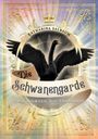 "Katharina Salbaum, Die Schwanengarde, Geschichten aus Thessarin." Ein schwarzer Schwan vor einem goldenen, verzierten Rahmen.