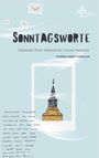 „Sonntagsworte: Stärkende Worte während der Corona-Pandemie“. Illustration mit Kirchturm, Umschlägen, Textzeilen.