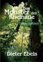"Das Monster der Rheinaue" und "Duisburg-Krimi" vor einem dichten, grünen Wald mit Bäumen und Pflanzen am Wasser.