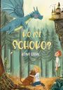 "WO IST SCHOKO?" und "ILONA STEIN" in hellgelb vor Waldkulisse. Ein blauer Drache fliegt, ein Schloss am Felsenrand.