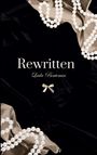 "Rewritten" und "Laila Boutemin" auf schwarzem Hintergrund, verziert mit Perlenketten und einer kleinen Schleife.