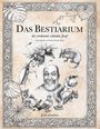 Text: "Das Bestiarium des verdammt schlauen Josef" und "Jochen Krautheim". Illustration mit Tieren und einem Mann in einem dekorativen Rahmen.