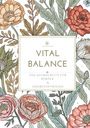 "Vital Balance: Das Ausmalbuch für Körper & Nährstoffwissen." Illustration mit Blumen und Blättern in pastellfarbenen Tönen.