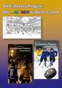 "Die Eishockey Pinguine: Das MALBUCH zu Band 3 und 4." Oben ein Ausmalbild, unten zwei Buchcover mit Eishockeyszenen.