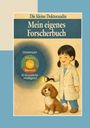 Titel: "Die kleine Doktorandin: Mein eigenes Forscherbuch". Kind mit Hund leuchtet auf Venn-Diagramm.