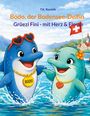 Texte: "Bodo, der Bodensee-Delfin", "Grüezi Fini - mit Herz & Flosse". Zwei fröhliche Delfine springen aus dem Wasser.