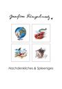 Text: "Nachdenkliches & Spleeniges". Oben handschriftlich: "Joachim Ringelnatz". Vier Illustrationen: Globus, Hummer, Bücher.