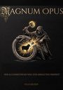 „MAGNUM OPUS“ oben; „Der alchemistische Weg zur absoluten Freiheit“ darunter. Ein Mönch zerschmettert Ouroboros.