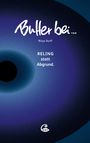 Text: "Bullter bei...", "Ninja Stoff", "RELING statt Abgrund." Abstrakte blaue Illustration mit schwarzem Kreis. Logo mit Auge unten.