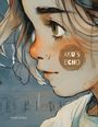 "ARU'S ECHO" in weißen Buchstaben. Illustration zeigt das Gesicht eines Kindes mit ausdrucksstarken Augen und Haaren.