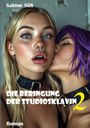 Titel: "Die Beringung der Studiosklavin 2". Autor: Sabine Süß. Zwei Frauen mit Nasenring und lila Haaren, nah beieinander.