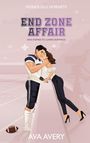 „HONOLULU HORNETS“, „END ZONE AFFAIR“, „Eine Enemies to Lovers Romance“; Illustration: Paar, Footballer und Frau küssen sich.