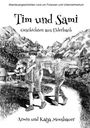 "Tim und Sami", Abenteuergeschichten, schwarz-weiße Illustration von zwei Jungen vor Berglandschaft mit See und Häusern.