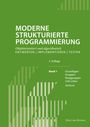 Moderne strukturierte Programmierung, 2. Auflage. Grüner Hintergrund mit geometrischen Mustern. Autor: Horst van Bremen.
