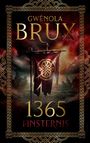 „Gwénola Brux 1365 Finsternis“. Roter Himmel, zerrissene Flagge mit keltischem Muster vor Ruinen.