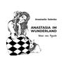 "Anastasiia Saienko. ANASTASIA IM WUNDERLAND. Notizen einer Migrantin." Illustration: Frau mit Hase in Schachmusterkleid.