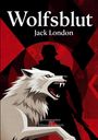 "Wolfsblut" Jack London. Unten: Herausgegeben von Edmond Bronstein. Illustration: Heulender Wolf vor dunkler Silhouette.