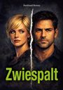 Text: "Burkhard Berens"; "Zwiespalt". Illustration zweier Gesichtshälften, Frau links, Mann rechts, durch Spalt getrennt.