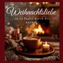 "Weihnachtsliebe ...in 24 Tagen durch den Advent, Susanne Brügge". Eine Tasse mit dampfendem Getränk vor einem Kamin.