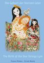 "Die Geburt der Sternen Leier" und "The Birth of the Star Strings Lyre". Illustration von zwei Figuren in farbenfroher Kleidung.