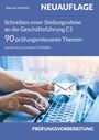"Schreiben einer Stellungnahme an die Geschäftsführung C1. Tastatur, Hände, digitale Symbole, Hintergrund blau."