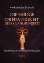 „Die Heilige Dreifaltigkeit des XXI Jahrhunderts“ von Aleksandra Božović, mit einer leuchtenden menschlichen Figur darunter.