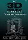 Titel: "Das 3D Druck Handbuch". Eine Illustration eines 3D-Druckers mit gedrucktem Objekt. Symbole für Anleitung, Daten und Ergebnisse.