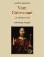 "Vom Gottesstaat, De civitate Dei, Vollständige Ausgabe" steht oben. Darunter ein Gemälde von Jesus mit Segensgeste und Reichsapfel.