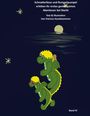 Zwei grüne Drachen mit gelber Mähne fliegen nachts am Mond vorbei, begleitet von Sternen. Band IV.