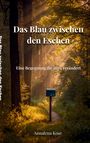 „Das Blau zwischen den Eschen. Eine Begegnung die alles verändert.“ Annalena Kose. Waldweg mit blauer Mailbox.