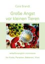 Titel: Große Angst vor kleinen Tieren. Name: Cora Brandt. Bunte Illustration von Viren und Bakterien.