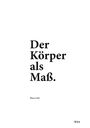 Text: "Der Körper als Maß." Darunter "Bianca Löhr", rechts unten "KSA". Schwarzer Text auf weißem Hintergrund.