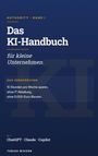 Text auf blauem Hintergrund: "Das KI-Handbuch für kleine Unternehmen." Verspricht Zeitersparnis ohne teure Beratung.