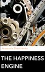 Text: Anastasia Shevchenko, THE HAPPINESS ENGINE. Metallische Zahnräder und Ketten in Nahaufnahme.