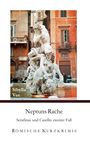 „Neptuns Rache: Serafinas und Casellis zweiter Fall.“ Antike Statue auf belebtem Platz, historische Gebäude im Hintergrund.