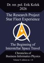 Text: Dr. rer. pol. Erik Kolek 2026. The Research Project Star Fleet Experience. Grafik: Kreis mit Stern und Pfeil.