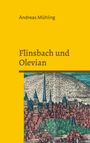 „Andreas Mühling. Flinsbach und Olevian.“ Illustration einer historischen Stadtansicht mit blauen Kirchturmdächern.