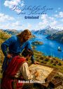 "Die Schatzkarte von San Salvador, Grönland, Roman Odermatt." Zwei Männer betrachten eine Karte vor einer nordischen Landschaft.