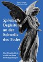 "Spirituelle Begleitung an der Schwelle des Todes" steht links. Rechts eine Engelsstatue vor blauem Hintergrund.