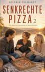 Séverin Velmaret, Senkrechte Pizza 2. Drei Personen sitzen lachend am Wasser mit Pizza, umgeben von Sonne und Natur.