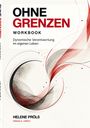 OHNE GRENZEN, Workbook für dynamische Verantwortung. Helene Prölß. Moderne, schwungvolle Linien in Rot und Grau.