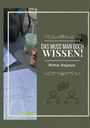 „DAS MUSS MAN DOCH WISSEN! Rima Hajouz“ steht auf einem grünen Hintergrund mit Illustrationen von Sprechblasen und Notizen.