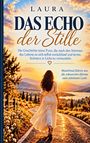 „Laura: Das Echo der Stille“. Eine Frau im weißen Kleid auf einem ländlichen Pfad in Richtung Sonnenuntergang.