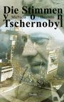 Der Text "Die Stimmen von Tschernobyl" überlagert ein unscharfes Bild einer Industrielandschaft. Darunter steht "Drama".