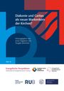 "Diakonie und Caritas als neuer Markenkern der Kirchen?" Herausgegeben von Jonas Hagedorn und Traugott Jähnichen. Heft 19. Oben geometrische Formen in Blau und Rot. Unten Logos und institutionelle Bezeichnungen.