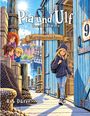 "Pia und Ulf: Das Geheimnis des Marzipanmädchens" steht in großen Buchstaben. Vier Kinder an einem Hafen mit Boot.