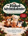 "Der Häkel-Adventskalender", Häkelanleitungen für Anfänger. Zeigt gehäkelte Tiere und Figuren auf weihnachtlichem Hintergrund.