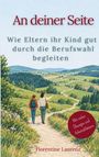 Text: „An deiner Seite: Wie Eltern ihr Kind gut durch die Berufswahl begleiten.“ Illustration: Zwei Personen wandern.