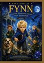 „Fynn und die silberne Truhe“, ein magisches Abenteuer mit Kindern, Hund, Zauberer und Drache vor einem Schloss und Mond.
