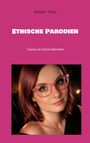 „Natalie Trenz, Ethische Parodien, Traurige und nützliche Wahrheiten“. Eine Frau mit rotem Haar und rosa Brille.